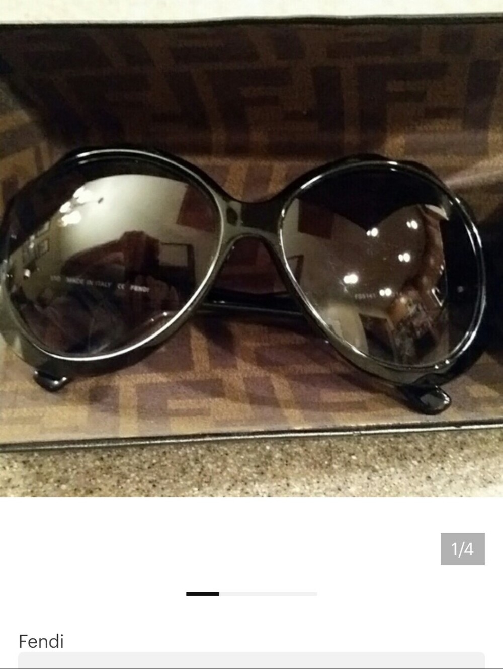 Fendi Case Included W Authentic Fendi Black with Silver Emblem Large Sunglasses
